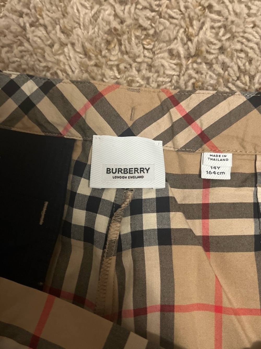 Burberry Tan Plaid Zip-Front Shorts
